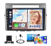 Hikity 4G+64G Android 15 Autoradio pour Toyota Corolla Verso 2004-2009 Autoradio 2 Din Wireless Carplay Android Auto 9 Pouces Écran Tactile avec GPS WiFi Radio FM/RDS 32EQ BT Caméra MIC