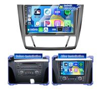 Hikity 4G+64G Autoradio Android 15 pour BMW Série 1 E81 E82 E87 E88 2008-2012 avec écran Tactile de 9 Pouces, Radio 2 DIN avec sans Fil Carplay Android Auto FM/RDS Radio BT GPS WiFi + Caméra+MIC