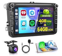 Hikity 5G WiFi 4+64G Android Autoradio pour VW Golf 5 Golf 6 Skoda Polo Passat Tiguan Touran Carplay Android Auto, 8 Pouces écran Tactile pour Voiture avec DSP GPS Bluetooth5.0 FM/RDS Caméra de Recul