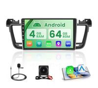 Hikity 5G WiFi 4+64G Android Autoradio Wireless Carplay pour Peugeot 508 2012-2016, 9 Pouces IPS écran Tactile pour Voiture avec Android Auto DSP GPS Bluetooth5.0 FM/RDS Caméra de Recul