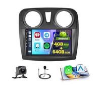 Hikity 5G WiFi 4+64G Android Autoradio Wireless Carplay pour Renault Dacia SANDERO 2014-2017, 9 Pouces IPS écran Tactile pour Voiture avec Android Auto DSP GPS Bluetooth5.0 FM/RDS Caméra de Recul