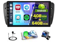 Hikity 5G WiFi 4+64G Android Autoradio Wireless Carplay pour Seat Ibiza 6J 2009-2013, 9 Pouces IPS écran Tactile pour Voiture avec Android Auto DSP GPS Bluetooth5.0 FM/RDS Caméra de Recul