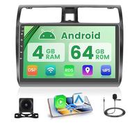 Hikity 5G WiFi 4+64G Android Autoradio Wireless Carplay pour Suzuki Swift 2005-2010, 10 Pouces IPS écran Tactile pour Voiture avec Android Auto DSP GPS Bluetooth5.0 FM/RDS Caméra de Recul