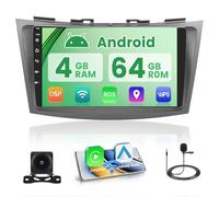 Hikity 5G WiFi 4+64G Android Autoradio Wireless Carplay pour Suzuki Swift 2011-2017, 9 Pouces IPS écran Tactile pour Voiture avec Android Auto DSP GPS Bluetooth5.0 FM/RDS Caméra de Recul