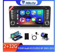 Hikity 7"" [2+32G] car stereo pour Audi A3/S3/RS3 8P 2003-2012 -CarPlay Sans Fil, GPS, WiFi, BT Hi-Fi,FM/RDS,SWC,USB,Canbus,caméra