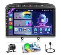 Hikity [8 Core 2+64GB] Android 15 Autoradio, Carplay Android Auto sans Fil, pour Peugeot 308/408 2007-2013 Radio, Hikity Écran Tactile 9’’ Bluetooth Stéréo Mirror Link Navi GPS WiFi FM RDS SWC