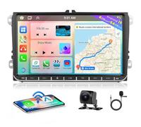 Hikity 8 Core 4+64G Android 15 Autoradio pour VW Golf 5 6 Passat Polo Tiguan Touran Caddy Skoda Radio Wireless CarPlay Android Auto Bluetooth 9" Écran Tactile GPS WiFi EQ FM RDS Poignée