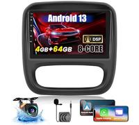 Hikity [8 Core 4+64GB] Carplay Android Auto sans Fil pour Opel Vivaro B/Renault Trafic/Fiat Talento/Nissan NV300 Android 15 Autoradio, Écran Tactile 9 Pouces, Hikity Poste Radio Voiture