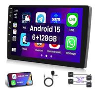 Hikity 8 Core 6+128G Android 15 Autoradio 2 Din Radio Wireless CarPlay Android Auto Mirror Link Four Split Screen 360°Panoramic View Bluetooth Écran Tactile 9 Pouces Navi GPS WiFi HiFi FM RDS SWC