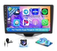 Hikity 8 Cœurs 2+64G Autoradio pour Toyota Aygo Peugeot 108 Citroen C1 sans Fil Carplay Android Auto, 9'' Écran Tactile Android Bluetooth Radio GPS WiFi Lien Miroir FM RDS 32EQ DSP SWC Caméra de Recul