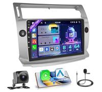 Hikity [8Core 4+64G] Android 15 Autoradio pour Citroen C4 2004-2009/C-Quatre 2008-2011 Radio Carplay Android Auto Sans Fil IPS Écran Tactile 9”Bluetooth Stéréo Mirror Link GPS WiFi SWC FM RDS DSP Navi