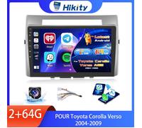 Hikity 9"" 2 Din Autoradio [2+64G] Android pour Toyota Corolla Verso 2004-2009 -CarPlay Sans Fil,GPS,WiFi,Mirror Link, BT,caméra