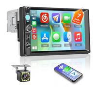 Hikity Autoradio 1 Din 7" HD Écran Tactile Compatible avec Apple CarPlay Android Auto, avec Support Mirror Link/Contrôle au Volant HD Caméra de Recul AUX EQ