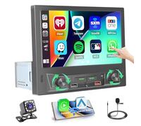 Hikity Autoradio 1 DIN 8 Pouces Écran Tactile Carplay sans Fil et Android Auto, Mirror Link, Bluetooth Radio FM avec USB SWC EQ Microphone Externe Caméra de Vue Arrière