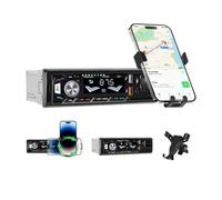 Hikity Autoradio 1 Din Bluetooth 5.0 avec Support Téléphone, Rotation 360° pour GPS, Radio Bluetooth 2 USB/Charge Rapide/USB/FM/TF/AUX/4 * 45W