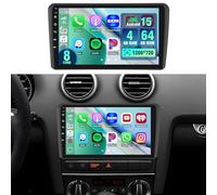 Hikity Autoradio Android 15 8 Cœurs 4+64G pour Audi A3 2003-2012 S3 2006-2012 RS3 2011-2012, Écran 9" avec Wireless CarPlay Android Auto Bluetooth Kit Main-Libre GPS WiFi DSP FM RDS