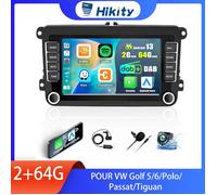 Hikity Autoradio Android 15 DAB pour VW Golf 5/6/Polo/Passat/Tiguan -7"" 2 Din [2+64G] -CarPlay Sans Fil,GPS,Bluetooth,caméra