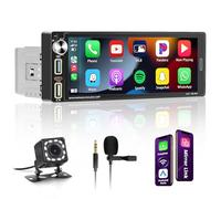 Hikity Autoradio Bluetooth 1 Din 6.9 Pouces avec sans Fil Carplay Android Auto, Auto Radio Écran Tactile avec Mirror Link, Récepteur MP5 FM USB Type-C EQ SWC MIC Caméra de Recul
