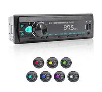 Hikity Autoradio Bluetooth 5.0, 1 Din Stéréo MP3 | Mains Libres, Bluetooth 5.0 Stéréo Lecteur MP3 Poste Radio Voiture, SD AUX IN Deux FM USB, Chargement Rapide