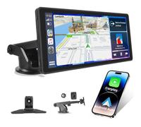 Hikity Autoradio portable 10,26""avec CarPlay/Android Auto Sans Fil,AirPlay,Bluetooth,double affichage,caméra embarquée+carte 64Go
