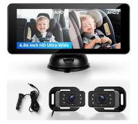 Hikity Caméra double bébé 6 86"" IPS - Écran partagé HD vision nocturne rotatable 360° pour enfants/animaux installation facile