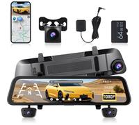 Hikity Dashcam Voiture 12"" 2K avec recul - WiFi,écran IPS tactile,GPS,4 caméras, enr.boucle, détection chocs,parking + 64Go
