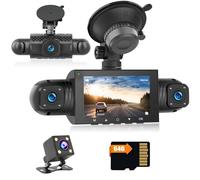 Hikity DVR 1080P Dashcam pour Android Autoradio 3" Four Dashcam Voiture Grand Angle de 360°avec Carte TF 64G G-Capteur 24H Mode Parking Enregistrement en Boucle Caméra de Voiture Vision Nocturne