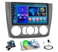 Hikity [ Écran Tactile 9 Pouces ] pour BMW 1 Series E81 E82 E87 E88 2004-2012, 2+64GB Android 15 Autoradio, Carplay Android Auto sans Fil, Bluetooth Stéréo, WiFi FM RDS USB + Caméra de Recula