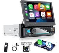 Hikity FM AM Autoradio 1 Din Wireless Carplay Android Auto, 7" écran Rétractable Manuel Radio Stéréo Simple Din Poste Radio Voiture avec EQ, Camera De Recul, SWC, Mirror Link