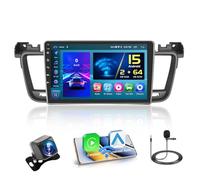 Hikity pour Peugeot 508 2012-2016 Radio 2+64GB Android 15 Autoradio Carplay Android Auto sans Fil Écran Tactile 9 Pouces Bluetooth Stéréo WiFi RDS USB + Caméra de Recula