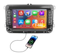 Hikity Qualcomm Snapdragon 8 Core 4+64G Android 15 Autoradio pour VW Golf 5 6 Passat Polo Tiguan Touran Caddy Skoda Wireless CarPlay Android Auto IPS Écran 7" BT5.1 GPS WiFi FM RDS SWC DSP