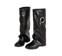 HIKKWXVN Bottes Hautes pour Femmes à Talon Bas pour Marcher Toute la journée, Bottes d'équitation en suède Extra Doux pour Les soirées en Club, Les Voyages et Les Tenues de Festival,Noir,39 EU