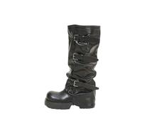 HIKKWXVN Bottes Montantes pour Femmes Petites, Tailles 35-38, Bottines à Plateforme Gothiques rétro pour soirées en Club, Voyages et Tenues de Festival,Noir,37 EU