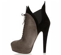 HIKKWXVN Bottines à Lacets et Talons Hauts à Bout fermé pour Femmes, Bottines à Talons Aiguilles de Grande Taille pour Mariage, Bal de Fin d'année, fête d'automne,Gris,39 EU