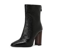 HIKKWXVN Bottines Chelsea à Talons compensés pour Femmes, Chaussures Tendance pour l'automne et l'hiver, Bottines à Plateforme à Talons épais, Bottes Courtes Chaudes,Noir,34 EU