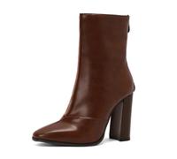HIKKWXVN Bottines Chelsea à Talons compensés pour Femmes, Chaussures Tendance pour l'automne et l'hiver, Bottines à Plateforme à Talons épais, Bottes Courtes Chaudes,Marron,39 EU