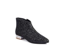 HIKKWXVN Bottines Chelsea Plates à Talons Bas et Fermeture éclair pour Femmes, Bottes Tendance Hiver-Automne, Bottes Chelsea de Style Classique, Bottes Grande Taille,Noir,39 EU