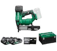 HiKOKI Agrafeuse sans fil - 18 V, 13-40 mm, Li-Ion, lumière LED, réglage de la profondeur sans outil, ressort pneumatique, moteur brushless, déclenchement commutable - avec 2 batteries 18 V/2 Ah +