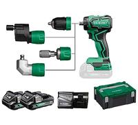 HIKOKI Akku Bohrschrauber, Quick DS18DDQ (18 V, 2 x 2,0 Ah Li-ion Akku, Max. Festdrehmoment (hart) : 55 Nm, Leerlaufdrehzahl 2.Gang : 0-1700 min-1, Bohrfuttersp : 1,5-13 mm) Zubehör (Plus) im HSS. C