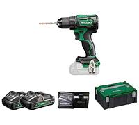 HIKOKI Akku Schlagbohrschrauber DV18DEW2Z, 13mm Metall-Schnellspannbohrfutter (18V 2x 4,0 Ah Li-ion Akku, Max. Festdrehmom. hart: 70 Nm, Brushless, Zubehör: im HSCII Koffer)