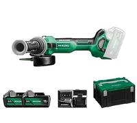 HIKOKI Akku Winkelschleifer G1813DA (18V, 2x5,0 Ah Li-ion Akkus, Schleifscheiben Ø: 125 mm, Antriebsspindel: M14, Leerlaufdrehzahl: 8000 min-1, Brushless Motor) Zubehör komplett im HSC III Koffer.