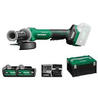 HIKOKI Akku Winkelschleifer G1813DF (18V, 2x5,0 Ah Li-ion Akkus, Schleifscheiben Ø: 125 mm, Antriebsspindel: M14, Leerlaufdrehzahl: 8000 min-1, Brushless Motor) Plus Zubehör komplett im HSC III Koffer