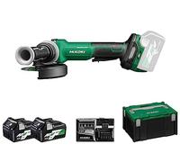 HiKOKI Akku-Winkelschleifer G3613DF (36V, 125mm, Brushless, Spindelarretierung, M14, Zubehör, Ladegerät und 2x 2,5 Ah Akku)