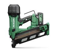 HiKOKI Cloueuse à bande sans fil 21° - 18 V, clous 50-90 mm - Puissante, lumière LED, moteur brushless, ressort pneumatique, réglage de la profondeur sans outil - Comprend 2 batteries 18 V/5 Ah +