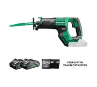 HIKOKI Scie sabre CR18DMA sans fil (18 V (2 x 4,0 Ah) Li-ion, course de scie : 29 mm, diamètre des scies dans le bois : 300 mm, scies dans le tube Ø : 130 mm, scies en acier Ø : 19 mm, gamme de