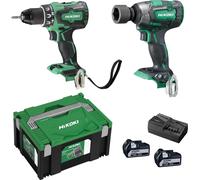 HiKOKI Kit combiné sans fil KC18DPLWDZ 18 V, Perceuse-visseuse sans fil, Visseuse à choc sans fil, 2 batteries 5Ah, Chargeur, HCS III Box SET