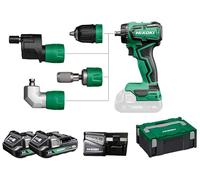HIKOKI Perceuse-visseuse sans fil, Quick DS18DDQ (18V, 2x2,0 Ah Li-ion, Couple maximal (dur): 55 Nm, Vitesse à vide 2ème vitesse: 0-1700 tr/min, Diamètre de perçage: 1,5-13 mm) Accessoires (Plus) dans