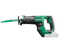 HIKOKI Scie sabre sans fil CR18DMA (18 V, course de scie : 29 mm, vibration à vide : 8,7 m/sec², scies dans le bois Ø : 300 mm, scies dans tube Ø : 130 mm, scies en acier Ø : 19 mm), sans batterie,