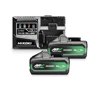HiKOKI UC18YSL3WHZ Pack Énergie Multi Volt, 2 Batteries et Chargeur | Inclut 2 accus BSL36A18X 18V 5,0Ah ou 36V 2,5Ah, chargeur rapide UC18YSL3 avec port USB, temps de charge 32 min, indicateur