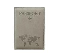 HIKOO DAILY Étui de passeport avec motif carte du monde - Avion simple - Pour femme et homme - Cadeau de mariage tendance, a gris, Taille unique